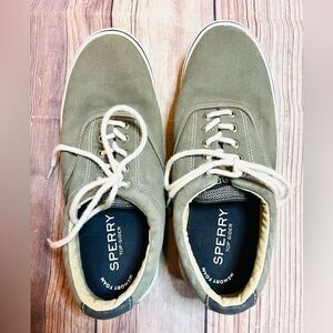Sperry Men’s Size 9 Top Sider Olive Green Tennis Shoes Casual